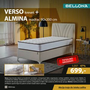 VERSO krevet + ALMINA madrac 90x200 cm