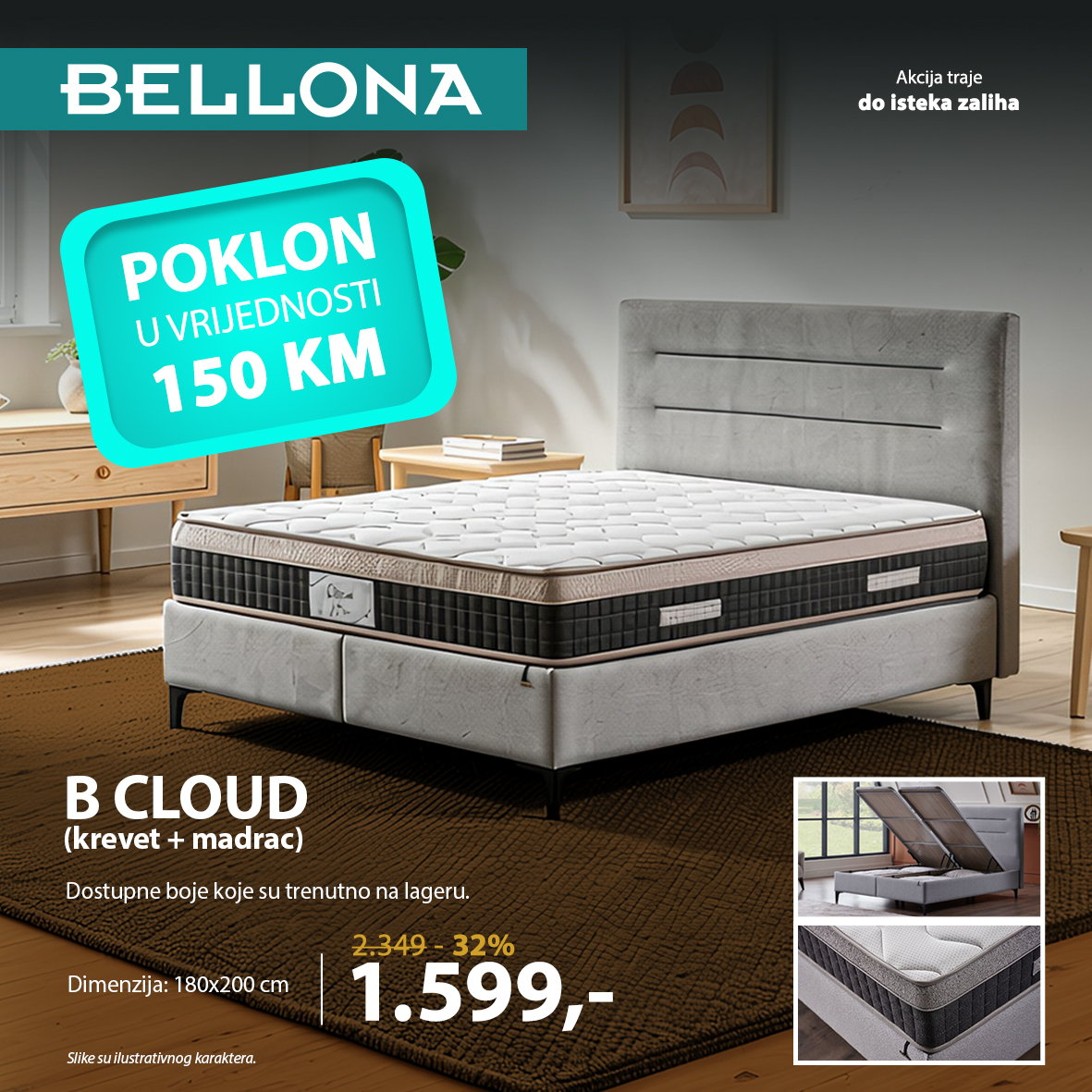 B CLOUD (krevet + madrac) 180x200